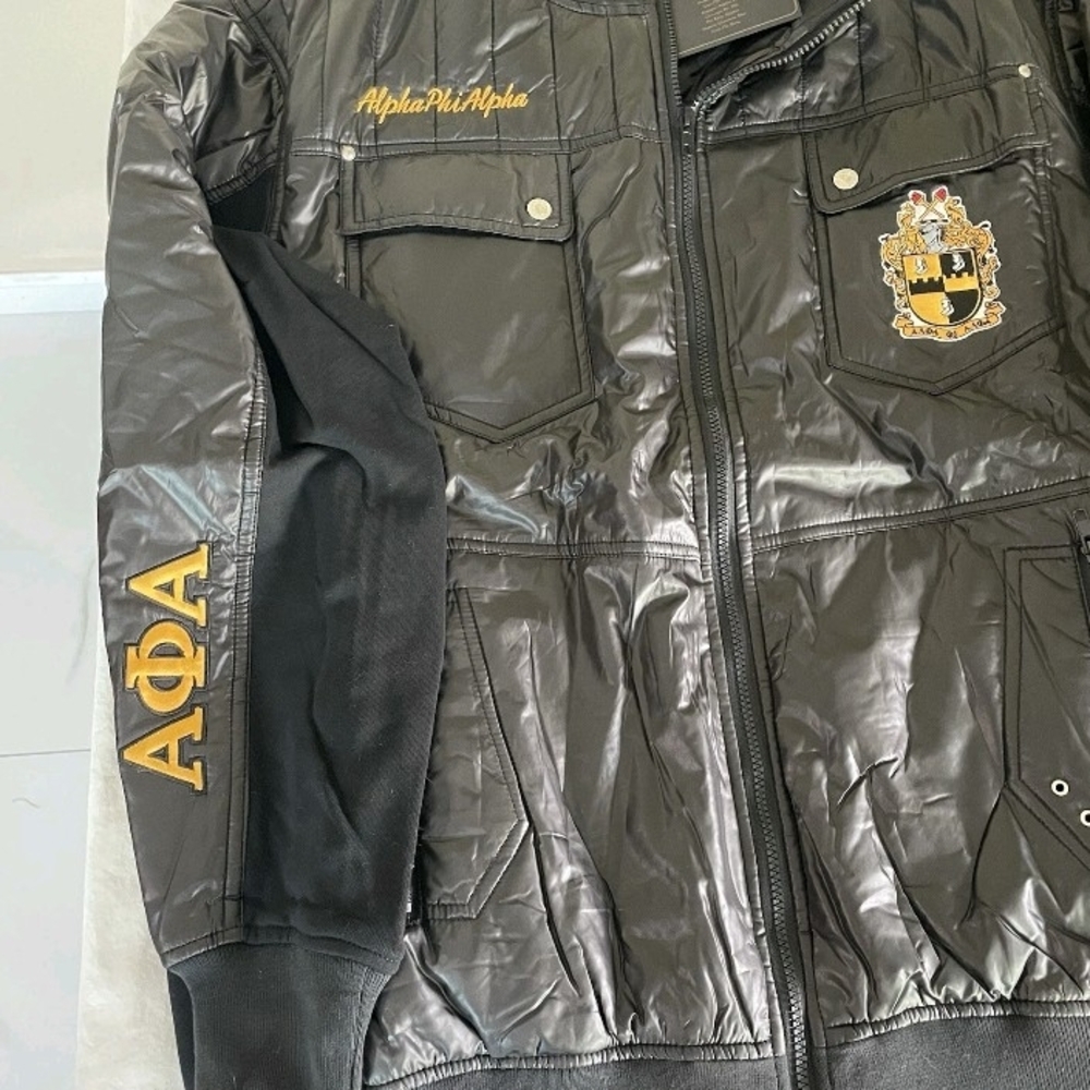 ALPHA PHI ALPHA Divine Nine Black Bomber Jacket 3X.